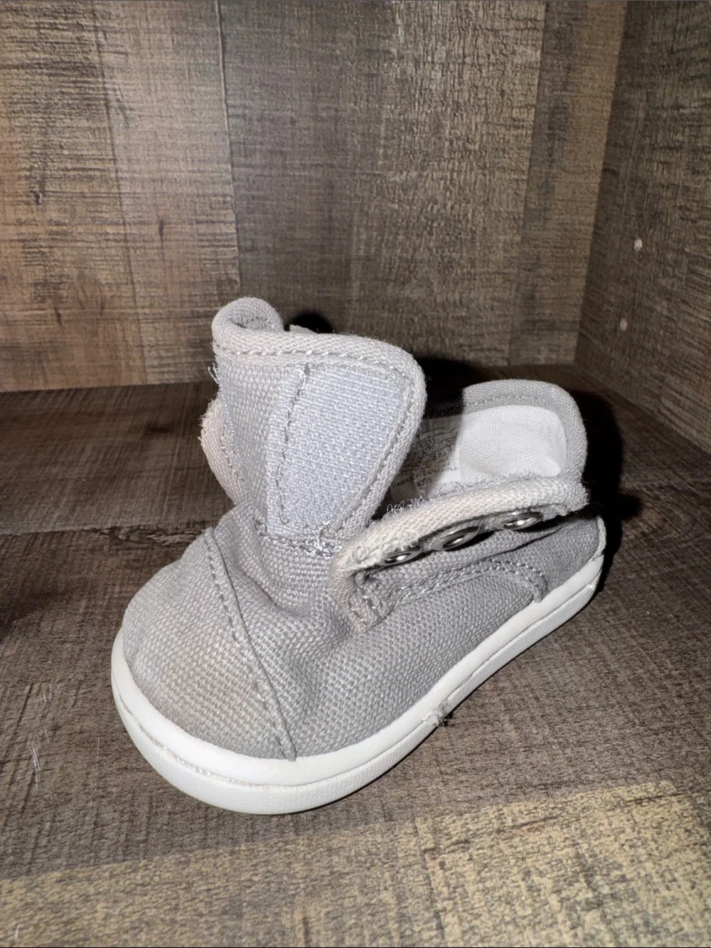 Toms Toddler Light Gray Canvas Slip-On Shoes-size 3